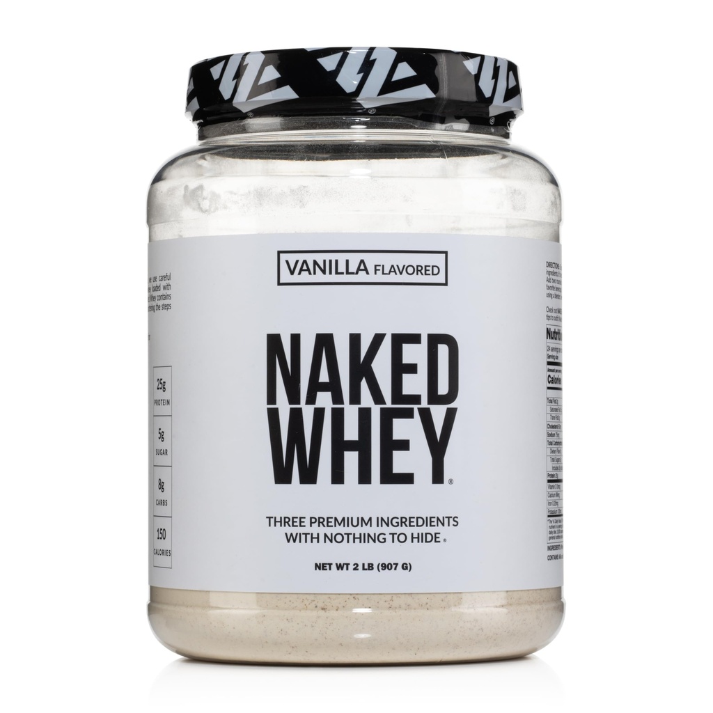 NAKED Whey Vanilla Protein Powder - Sólo 3 Ingredientes - Grass Fed Whey Protein Powder, Vanilla Flavor, y el azúcar de coco orgánico, No GMO, No Soy, y Gluten Gratis - 24 Servings