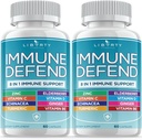 8 en 1 Apoyo de Defensa Inmune, Vitaminas Inmunitarias Suplemento Booster con zinc 50mg, vitamina C Elderberry Vit D3 5000 UI, Turmérica Curcumin &amp; Ginger, Echinacea - Alivio de Alergia para Adultos Niños (2 Pack)