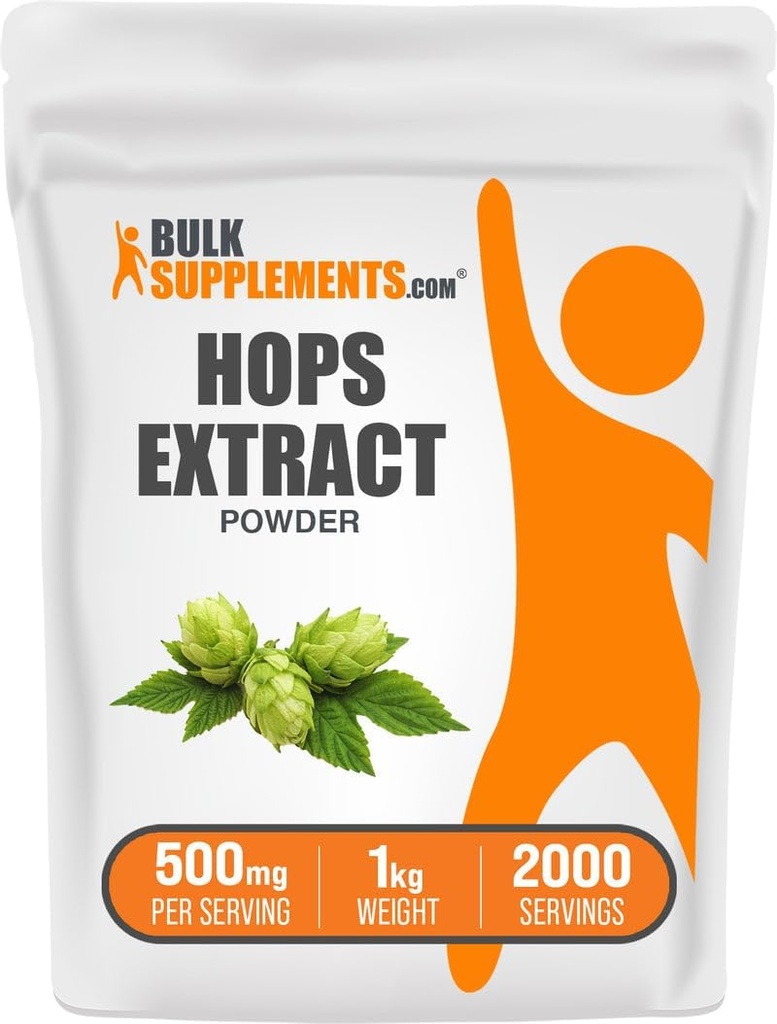BulkSupplements.com Extract Powder - Suplemento Herbal, Fuente de Hops Flowers - Gluten Free, 500mg por Serving, 1kg (2.2 lbs) (Pack of 1)