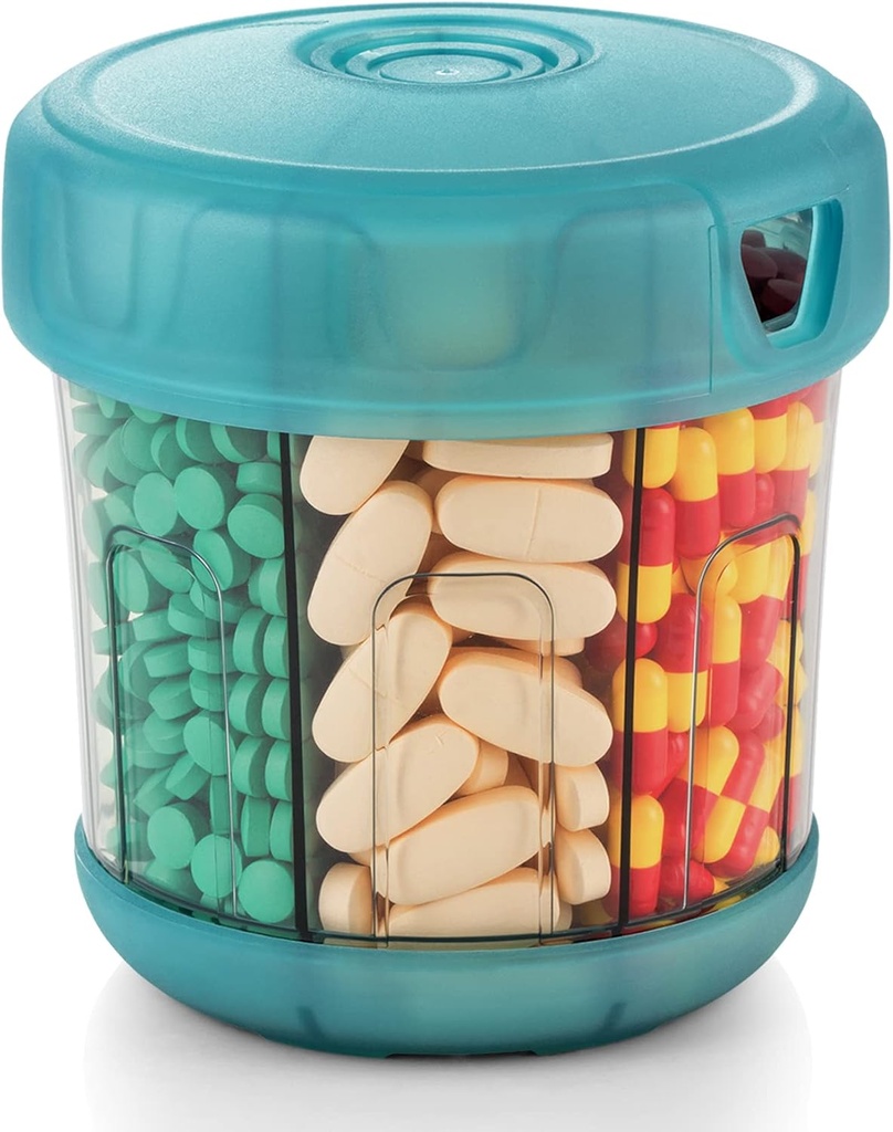 Organizador de suplementos extra grande con XL 7 Grandes Compartimientos, TPU Soft Lid Fácil de Cargar y utilizar dispensador de píldoras, 1 Mes Jumbo Vitamin Holder Almacenamiento