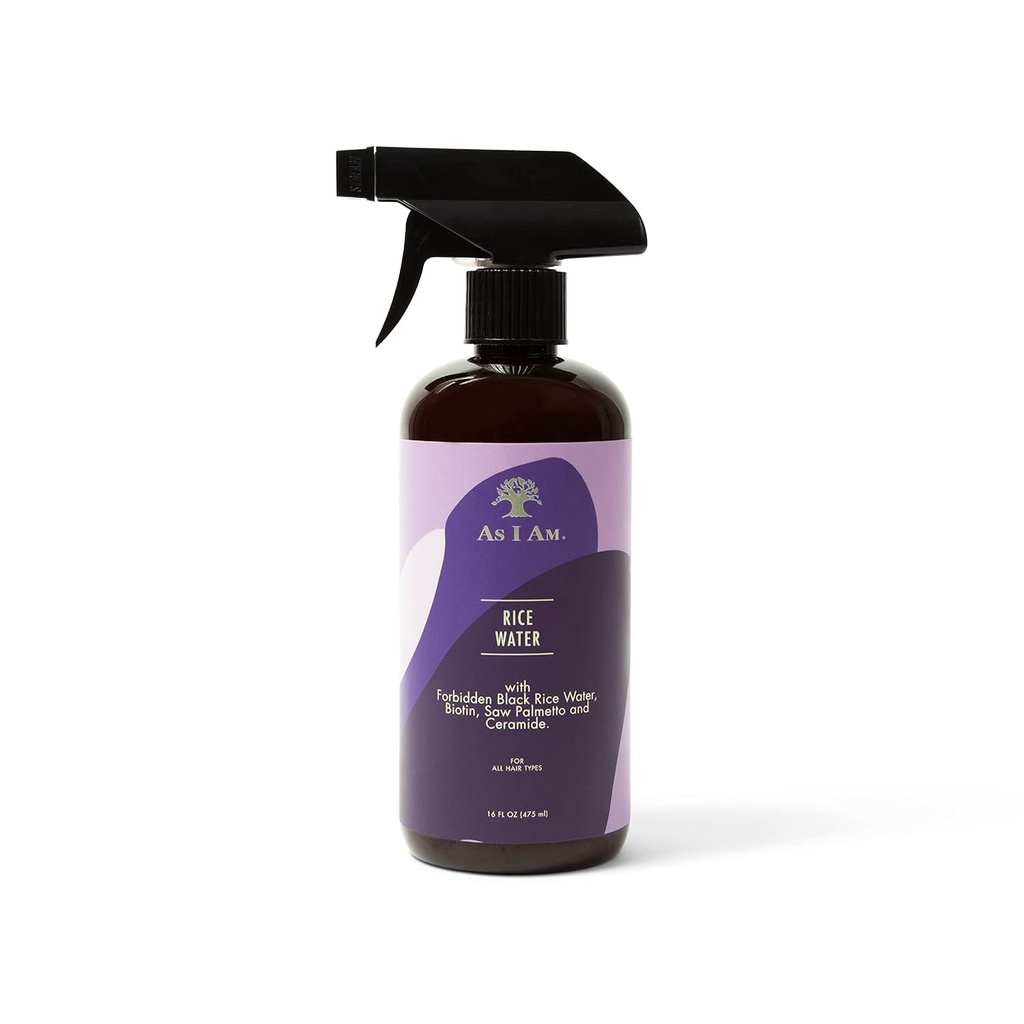 Como soy el rayo de pelo, Rice Water 16oz - con Forbidden Black Rice, Saw Palmetto, Biotin - Clean, Protein-Free Formula - Odor, Vegan &amp; Cruelty Gratis - Para todos los tipos de cabello