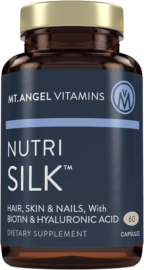 Mt. Angel Vitaminas: NutriSilk Capsules. Promueve la piel saludable del cabello, colágeno de pecho, vitaminas B, 60 cápsulas