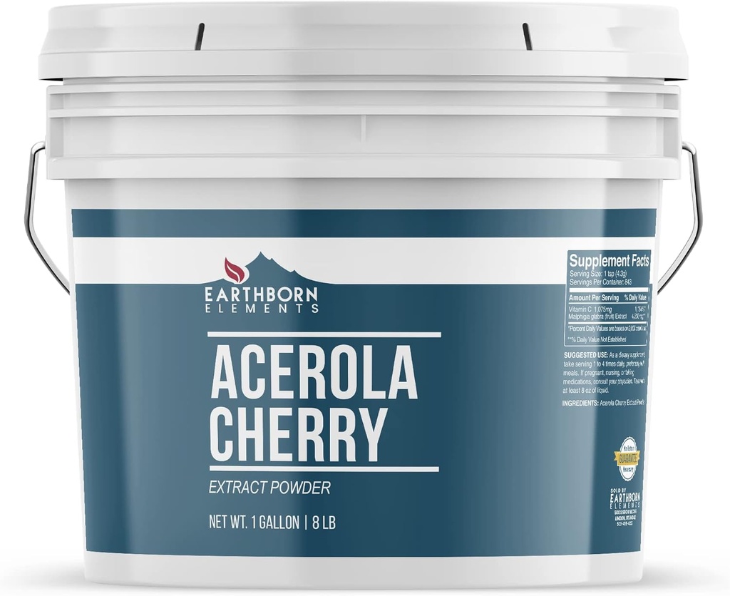 Elementos terrestres Acerola Cherry Powder 1 Gallon, Puro ' Undiluted, No Fillers
