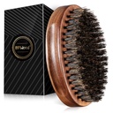 BFWood Boar Bristle Beard Brush - Black Wood Walnut Military Style, Men's Wooden Mustache Brush