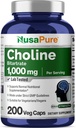 NusaPure Choline Bitartrate 1000 mg 200 Veggie Capsules (Vegan Vegetariano, No GMO)