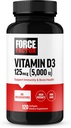 FORCE FACTOR Vitamina D3 5000 U Softgels, Suplemento de vitamina D de alta potencia para apoyar la inmunidad y la salud ósea, calidad premium, sin preservadores, 120 Softgels