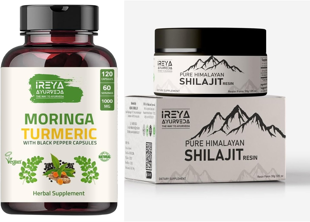 Moringa Turmeric Capsules y Himalayan Shilajit Capsules