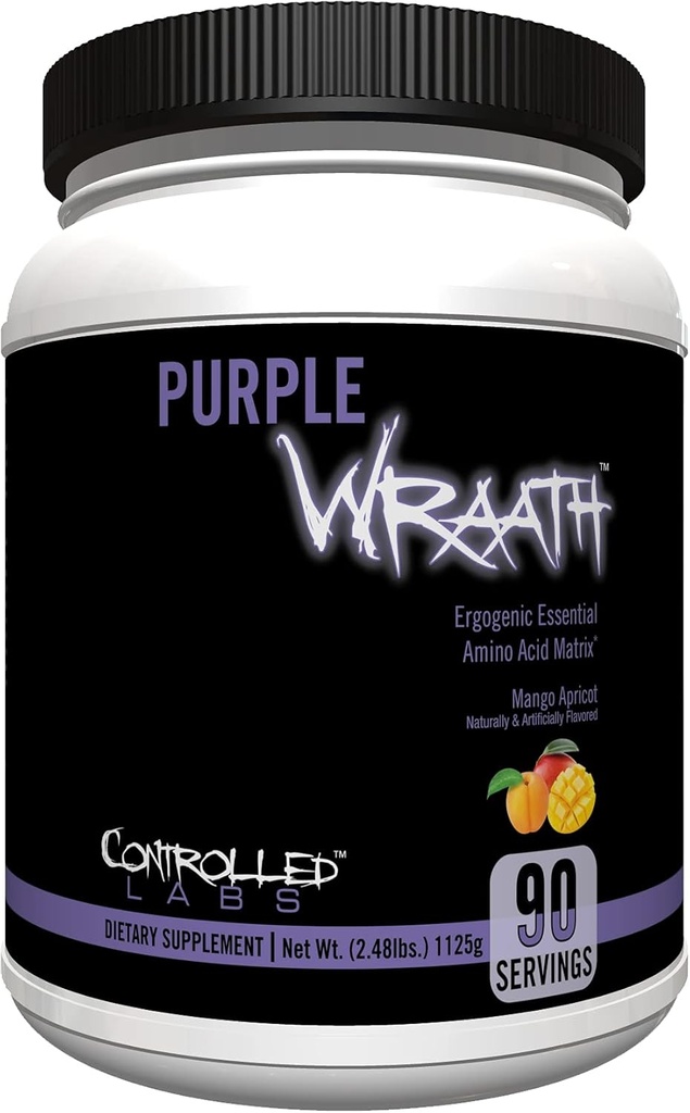 LABLAJE Purple Wraath, BCAA y EAA Amino Acid Suplemento, con Endurance Blend Intra Workout Powder, Otimal Endurance, Focus, and Stamina (Mango Apricot, 90 Servings)