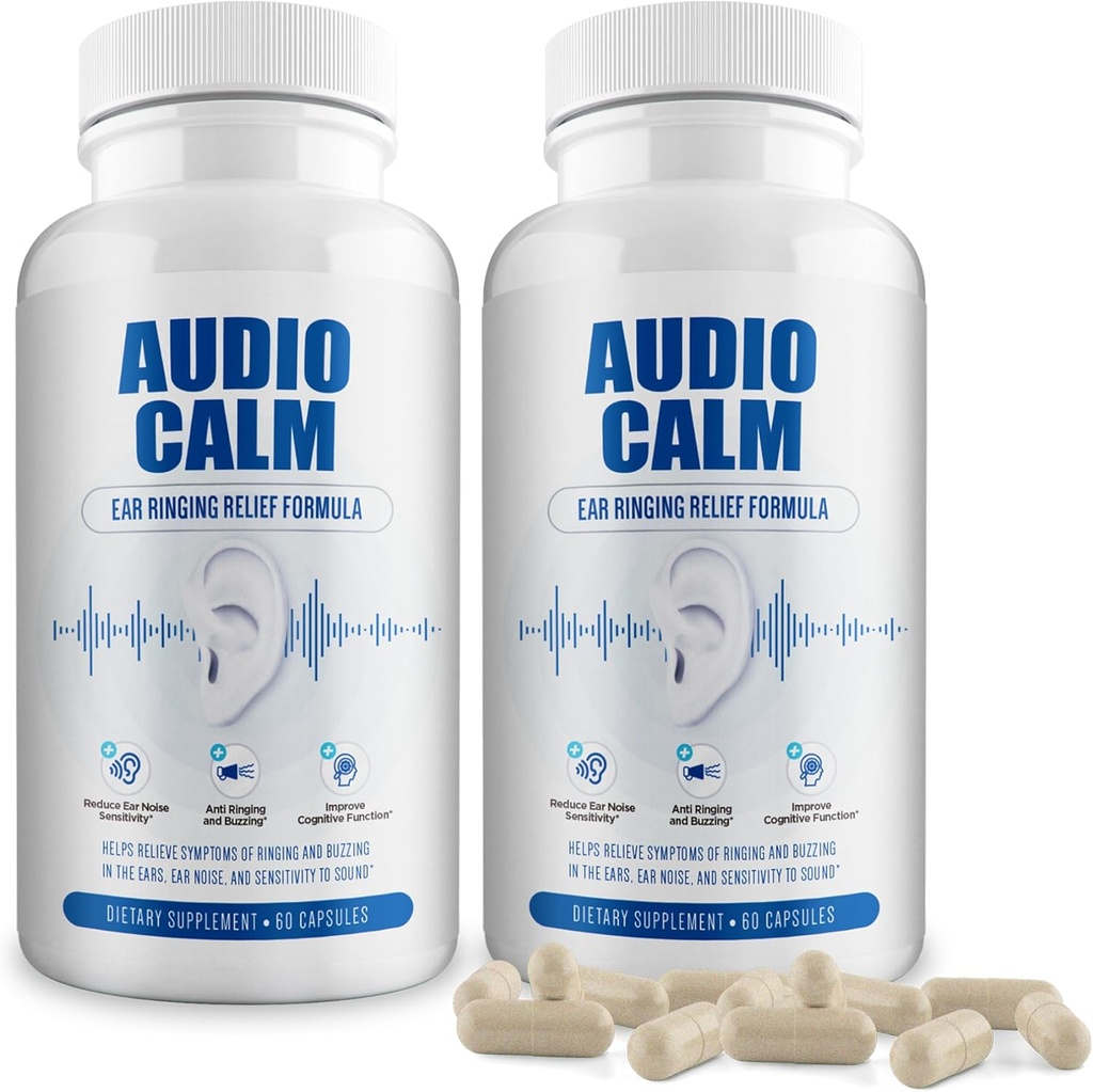 Audio Calma - Tinnitus Relief Suplemento Silencio Natural Stop Tinnitus Solución - Alivia el anillo de oído, Buzzing, Clicking ← 60 cápsulas (2)