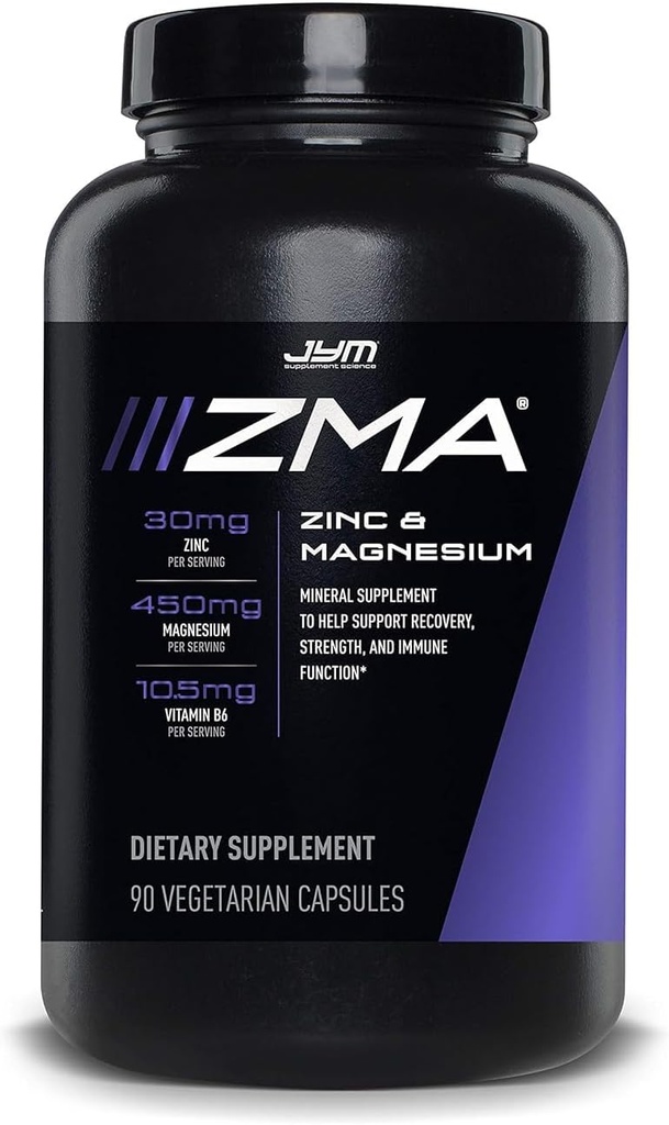 ZMA JYM, Zinc &amp; Magnesium Supplement - Zinc, Magnesium and Vitamin B6, YM Supplement Science, 90 Vegetarian Capsules