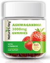 Nature's Key Ashwagandha Gummies, 3000mg High Potency Ashwagandha Root Extract with Vitamin D2, Stress, Calm Mood & Cognition, for Men & Women, Strawberry Flavor (60 Count (Pack of 1)