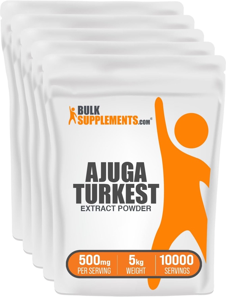 BulkSupplements.com Ajuga Turkest Extract Powder - Herbal Supplement Powder, Ajuga 500mg - Pure & Gluten Free, 500mg por Serving, 5kg (11 lbs) (Pack of 5)
