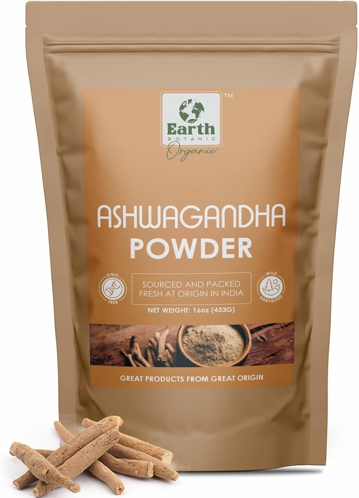 Ashwagandha Root Powder 453g (16 oz) - Non GMO & Gluten Free - Withania Somnifera Fuented from India (Pack of 1)