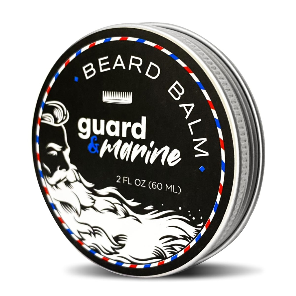 GUARD&MARINE Beard Growth Balm - 2 oz. Effective Natural Formula With Biotin for Beard & Mustache Care, Hydration and Styling, Leave-in Beard Conditioner & Unscented Moisturizer for Men
