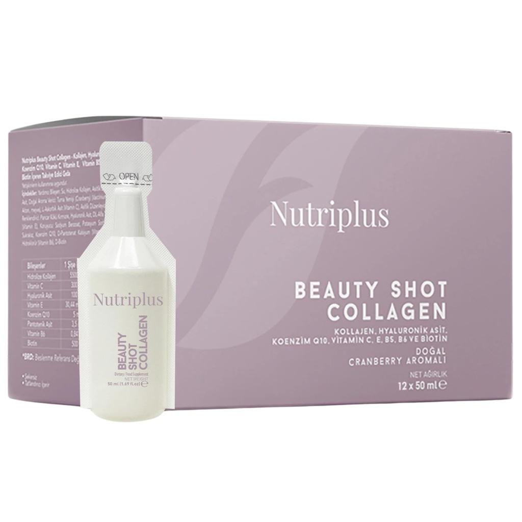 FARMASi Nutriplus Beauty Shot Collagen – Tipo I & III Collagen with Hyaluronic Acid, Biotin & Vitamins, Sugar-Free Cranberry Flavor, 1.69 fl oz x 12 Zapatos