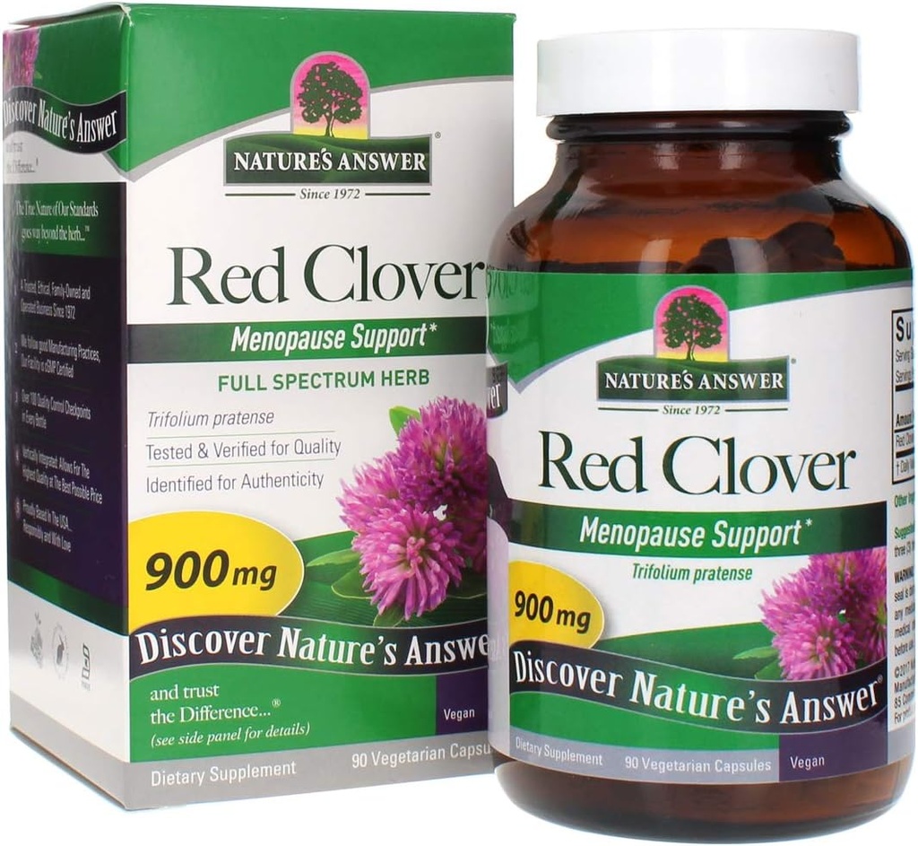 Respuesta de la naturaleza Red Clover Trifolium Pratense Full Spectrum Herb Natural Vegetarian Vegan High Strength Suplementos dietéticos Ideal para la menopausia (90 cápsulas)