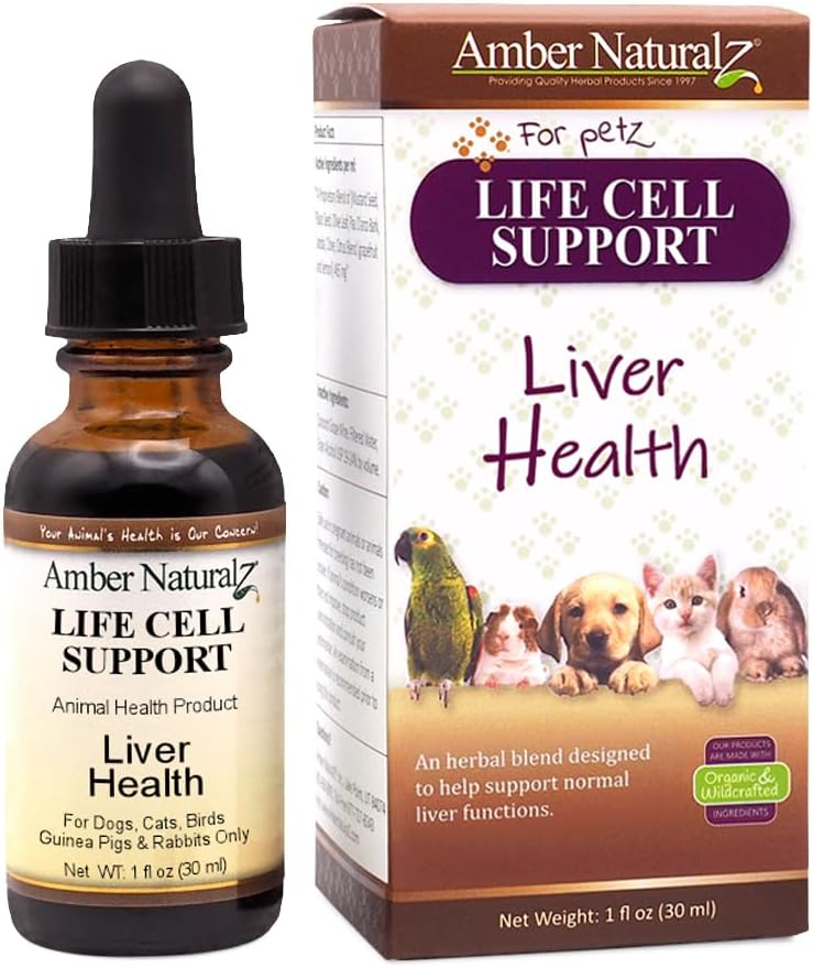Amber NaturalZ Life Cell Support Herbal Supplement for Dogs, Cats, Birds, Rabbits, and Guinea Pigs | Supports Normal Liver Function and Lymphatic Health | Natural Aid for Detoxification