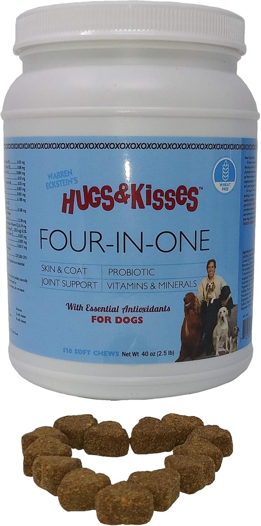 HUGS &amp; KISSES Warren Eckstein's Four-in-One Dog Vitamin Mineral Supplement Treats