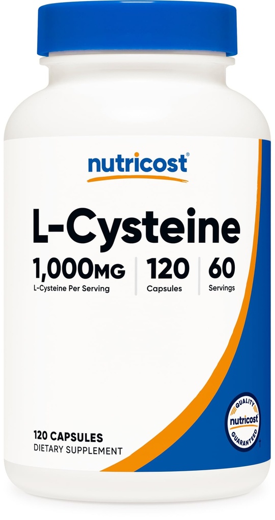 Nutricost L-Cysteine 1000mg, 120 Capsules - Non-GMO, Gluten Suplemento gratuito, 500mg Por Capsule