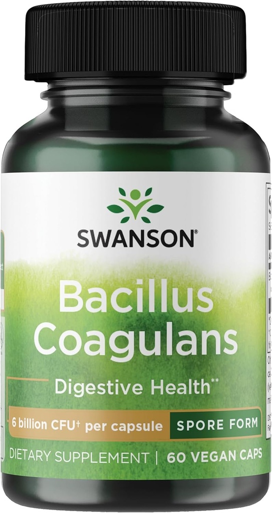 Swanson Bacillus Coagulans - Natural Probiotic Supplement Supporting Digestive Health w/ 6 Billion CFU - May Support GI & General Gut Health - (60 Veggie Capsules)