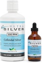 Ultra Silver® Colloidal Silver TENIDO 500 PPM, 32 Oz (946mL) TENIDO Suplemento Mineral TENIDO True Colloidal Silver - 4 oz Dropper Bottle (Empty) Incluido para dispensar!