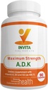INVITA ADK - Vitaminas A1, Vitamina D3 5000 UI & K2 MK7 Suplemento - Physician Formulated Bone &amp; Immune System Support - Gluten Free, Non-GMO - 90 cápsulas vegetarianas para hombres y mujeres