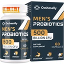 Probióticos para Hombres, 500 millones de UC &amp; 12 Estrechos Probióticos para Hombres, con Turmérico, Arándano, Goji - Probióticos para Salud Digestiva, Gut, Immune &amp; Bloating, Prostate &amp; Urinary Tract Health, 60 cápsulas