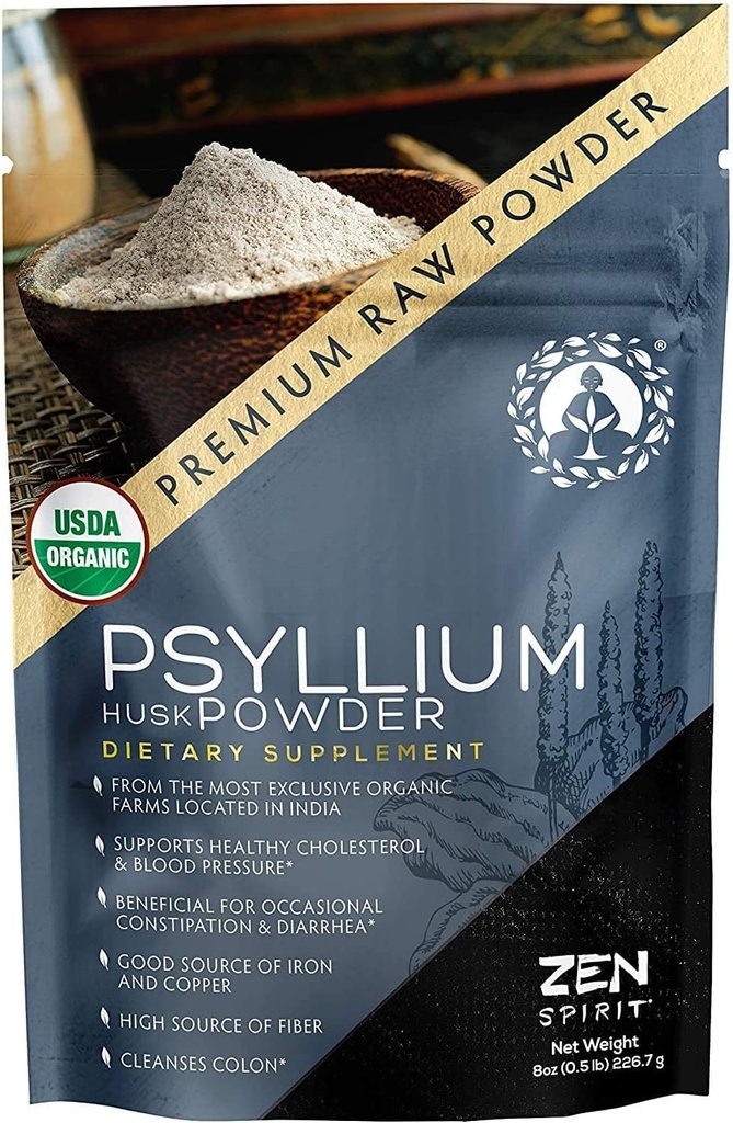 Orgánica Psyllium Husk Powder - Premium Indio Natural Soluble Fiber Suplemento, Natural Laxative, Perfect Colon Cleanser & Body Detox - Gluten Free, Vegan & Keto Friendly (8oz)