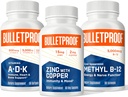 Bulletproof Triple Threat Strength Bundle, Vitaminas A-D-K, 30 Softgels, Zinc con Copper, 60 Capsules, Methyl B-12, Spearmint Flavor, 60 Lozenges