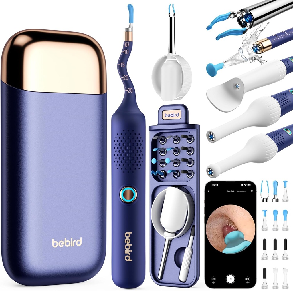 BEBIRD Flexible Ear Wax Removal Tool Camera, FSA HSA Eligible Items, Wireless Smart Visual Ear Cleaning Kit con 13-Pieces Consejos, Otoscopio HD Cámara Ear con Tweezers, Earsight Plus B31R Earwax Cleaner