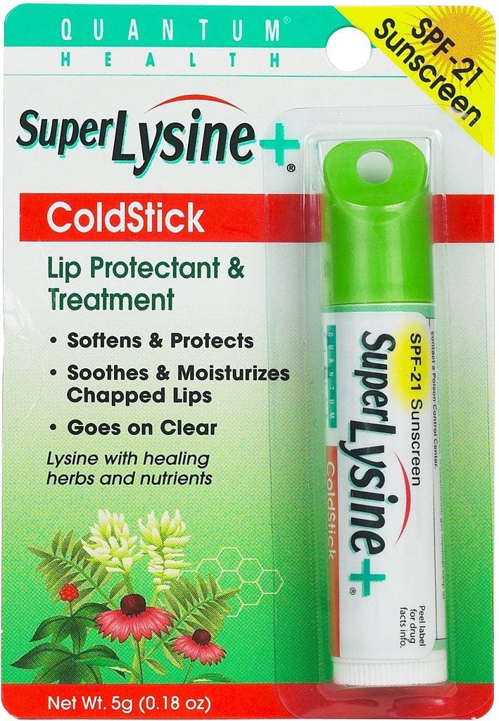 Quantum Super Lysine y Cold Stick Tube Lip Protector y Tratamiento de Sore Frío - 0.18 oz