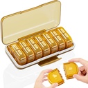 Organizador semanal de píldoras 2 veces al día, gran caja de píldoras de 7 días am - Acedada Twice Daily Pill Case with Detachable Day Night Design, Medicine Container Holder for Vitamin, Fish Oils, Supplements, Amber