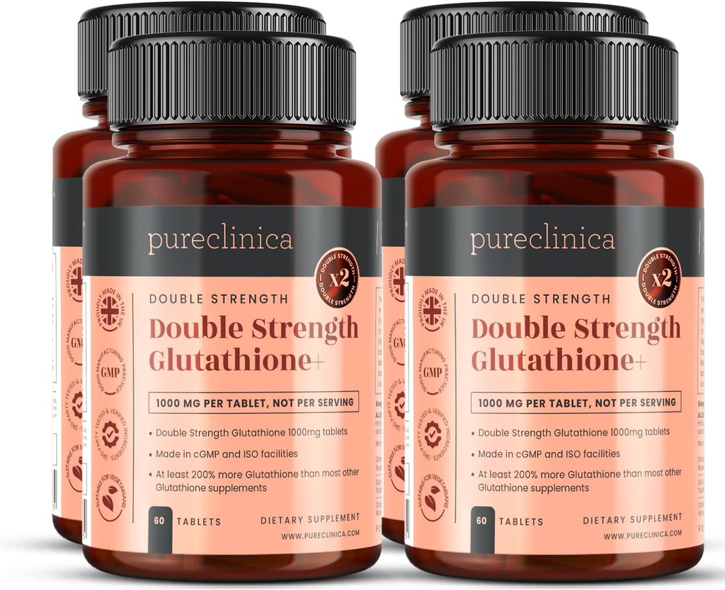 Glutathione 1000mg x 240 Tabletas (4 Botellas de 60)- w/500mg Glutathione, 300mg ALA, y 200mg VIT C por Tablet