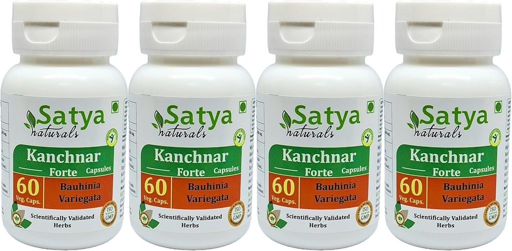 Kanchnar Forte Capsules 500 mg. 60 Veg. Capsule peru Kanchnar (Bauhinia Variegata) Extracto Capsules para Hombres y Mujeres ← Ayurvedic Herbal Suplemento/Remedios  10:1 Forte (4 Botellas de 60 cápsulas)