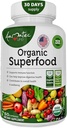 Ecológico Superfood Greens Fruits and Veggies Complex - Suplemento dietético con 14 Verdes y 14 Frutas & vegetales con Alfalfa Rich en ingredientes orgánicos antioxidantes No GMO 60 cápsulas