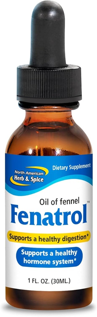 NORTH AMERICAN HERB " SPICE Fenatrol - 1 fl. oz. - Oil of Wild Fennel - Supports Healthy Digestion " a Healthy Hormonal " Urinary System - Non-GMO - 172 Servings