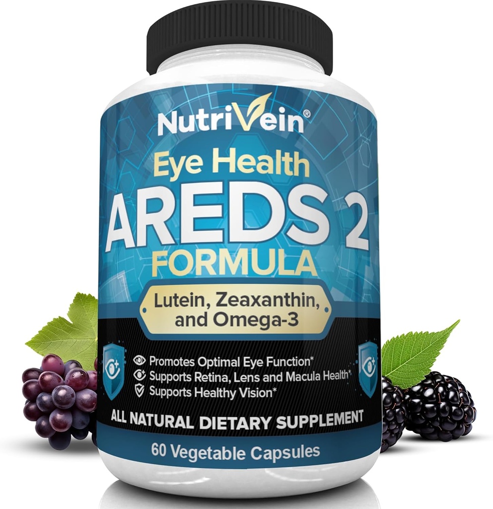 Nutrivein AREDS 2 Eye Vitamins - Supports Eye Strain, Dry Eyes
