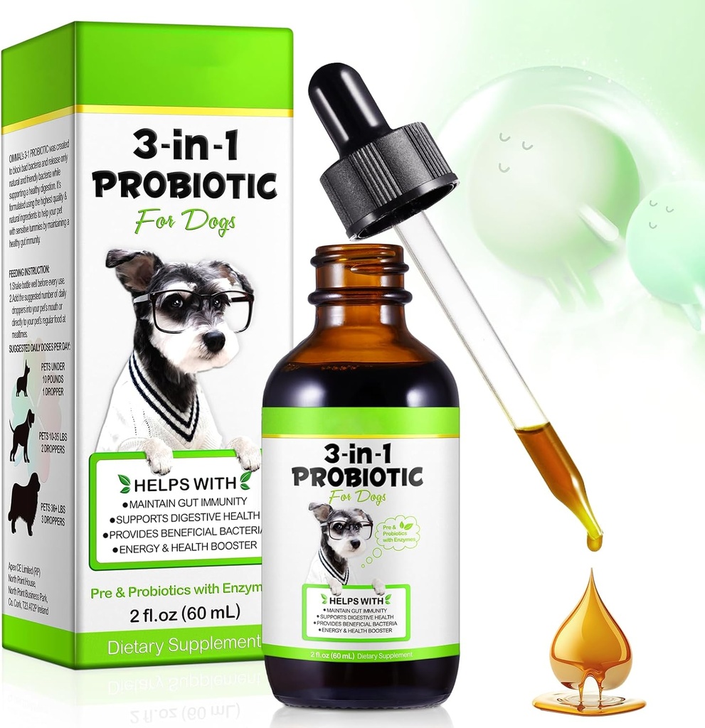Probióticos para perros,3-en-1 Probióticos para perros,Probióticos de perros para soporte digestivo, Suplementos Probióticos para perros, Probióticos para perros, Probióticos líquidos para perros