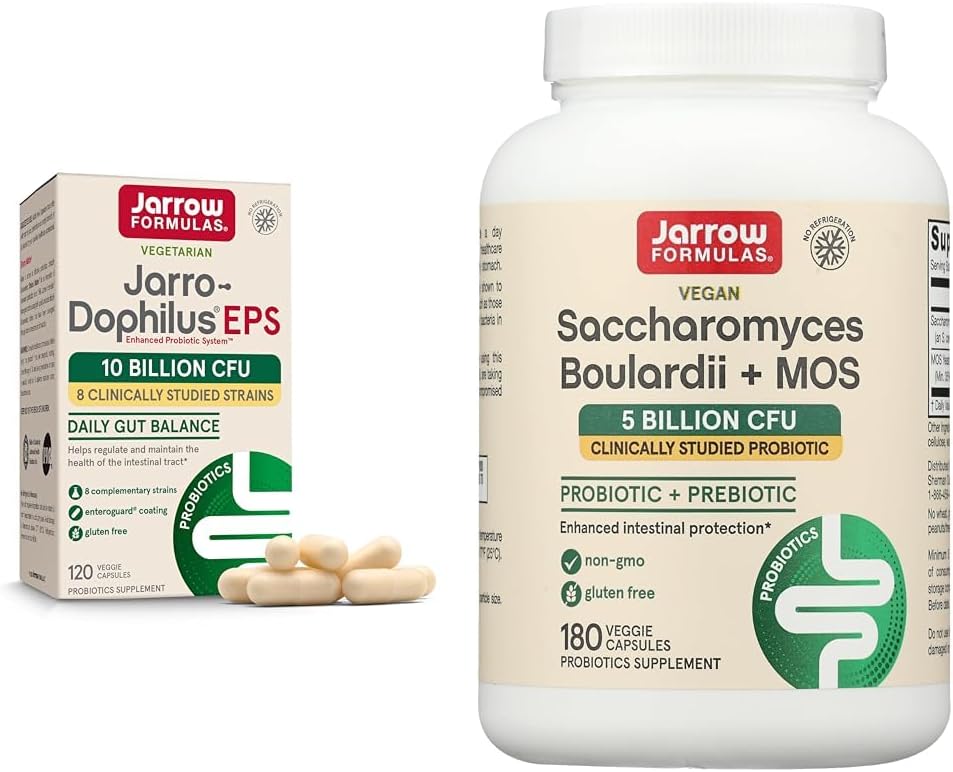 Jarrow Formulas Jarro-Dophilus EPS Probióticos 10 Billones CFU Saccharomyces Boulardii Probióticos + MOS 5 billón CFU Probiótico levadura