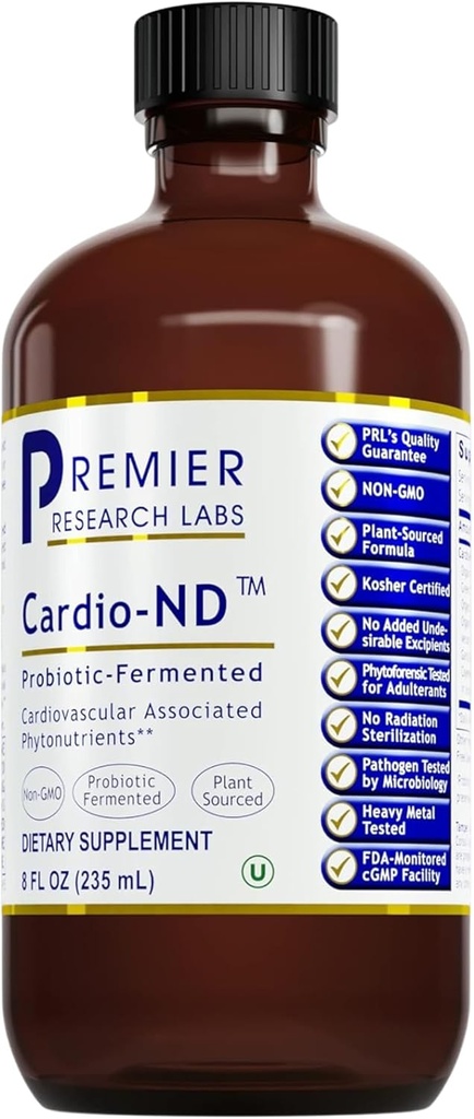 Premier Research Labs Fermented Cardio-ND - Cardio Heart Health, Cardio Support Liquid Fermented in Probiotics for Women, Hombres, Adults, Supports Heart Health with Hawthorne Berry - 8 fl oz Bottle