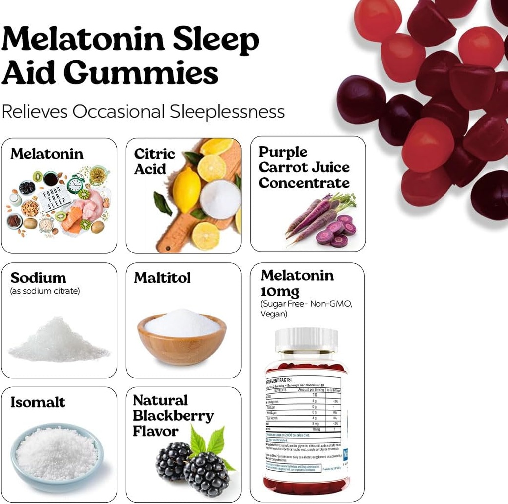 VITA GLOBE Melatonin 5mg Sleep Aid Gummy Vitamins- Non-GMO, Vegan and Sleep Aid Supplement, Relieves Occasional Sleeplessness, 100 Count (Pack of 2)