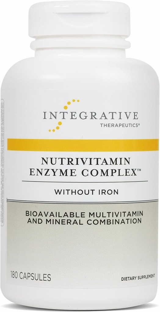 Complejo de Enzima NutriVitamin - Suplemento multivitamínico para soporte antioxidante* - Enzimas digestivas con nutrientes esenciales - sin lácteos - 180 cápsulas (60 piezas)