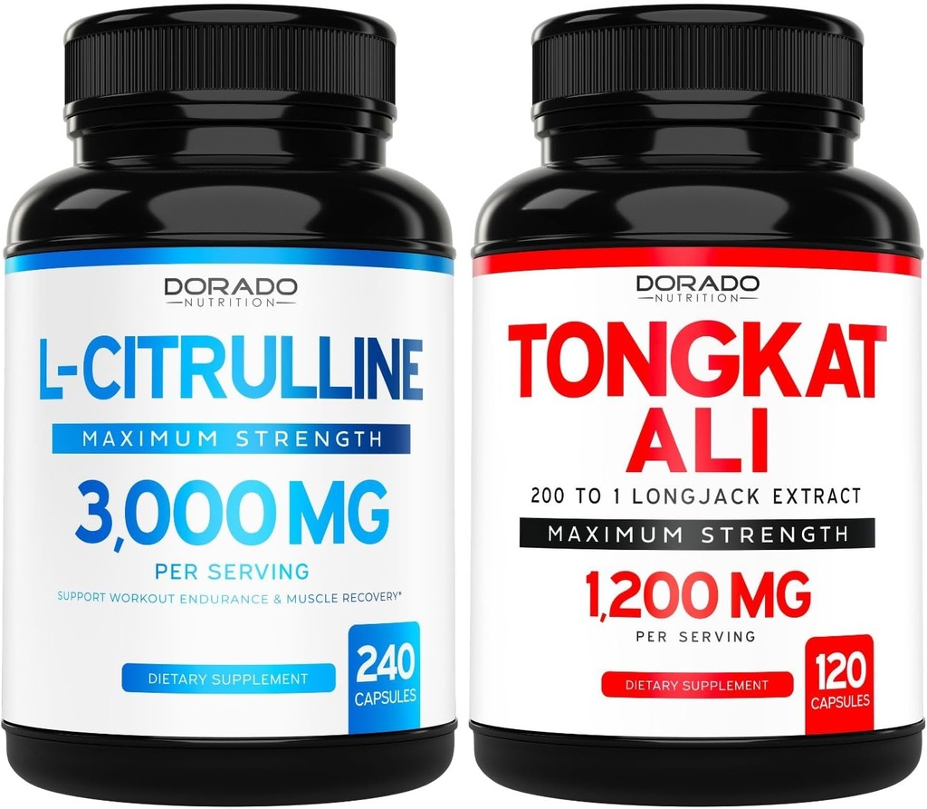 L Citrulline 3000mg Supplement (240 Count) L Arginine & Nitric Oxide Pills - Tongkat Ali For Men 1200mg 200 to 1 Extract - (120 Count) Support Strength,Drive & Athletic Performance - Vegan & USA Made