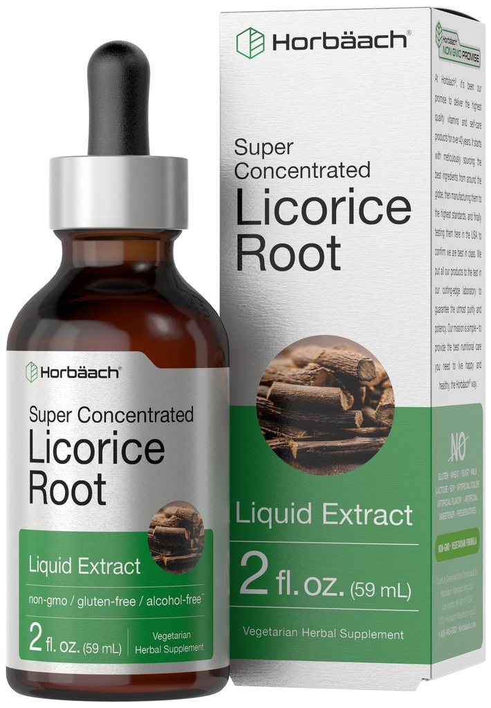 Horbäach Licorice Root Extract  2 fl oz ← Alcohol Free Tincture ← Vegetarian Liquid Supplement ← Non-GMO &amp; Gluten Free