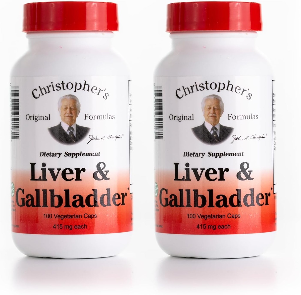 Las Fórmulas Originales de Christopher Liver &amp; Gallbladder Fórmula Capsules - Suplementos de Gallbladder con Enzimas Digestivas - Apoya el Sistema Digestivo con hierbas naturales - Pack de 2