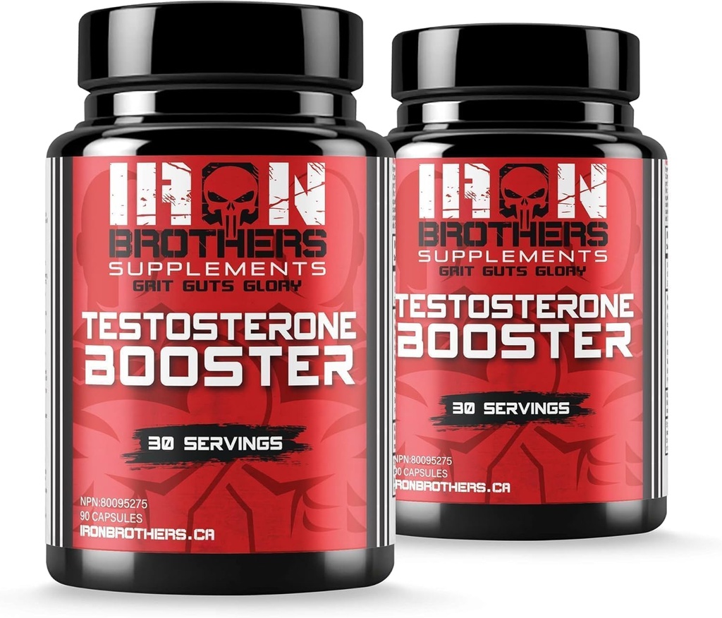 Iron Brothers Men’s Testosterone Support Supplement – Tribulus, Tongkat Ali, Ashwagandha & DIM – Daily Performance & Vitality Formula – with Fenugreek & Zinc – 60 Day Cycle – 180 Capsules