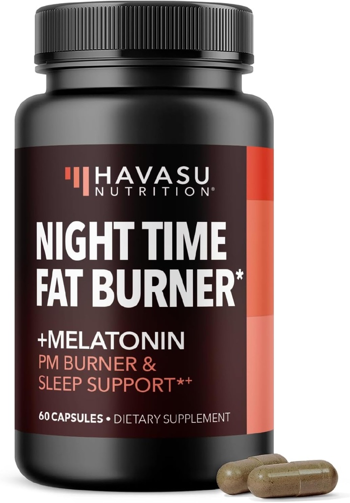 Cápsulas de quemador de tiempo nocturno para hombres y mujeres - Appetite Suppressant for Weight Loss with White Kidney Bean - 60 Conde - Metabolism Booster con Melatonin para el soporte para dormir - 2 meses de suministro