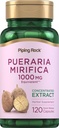 Piping Rock Pueraria Mirifica Capsules Silencio 1000mg Silencio 120 Pills Silencio Herb Extract Suplemento Silencio Gluten Free, Non-GMO