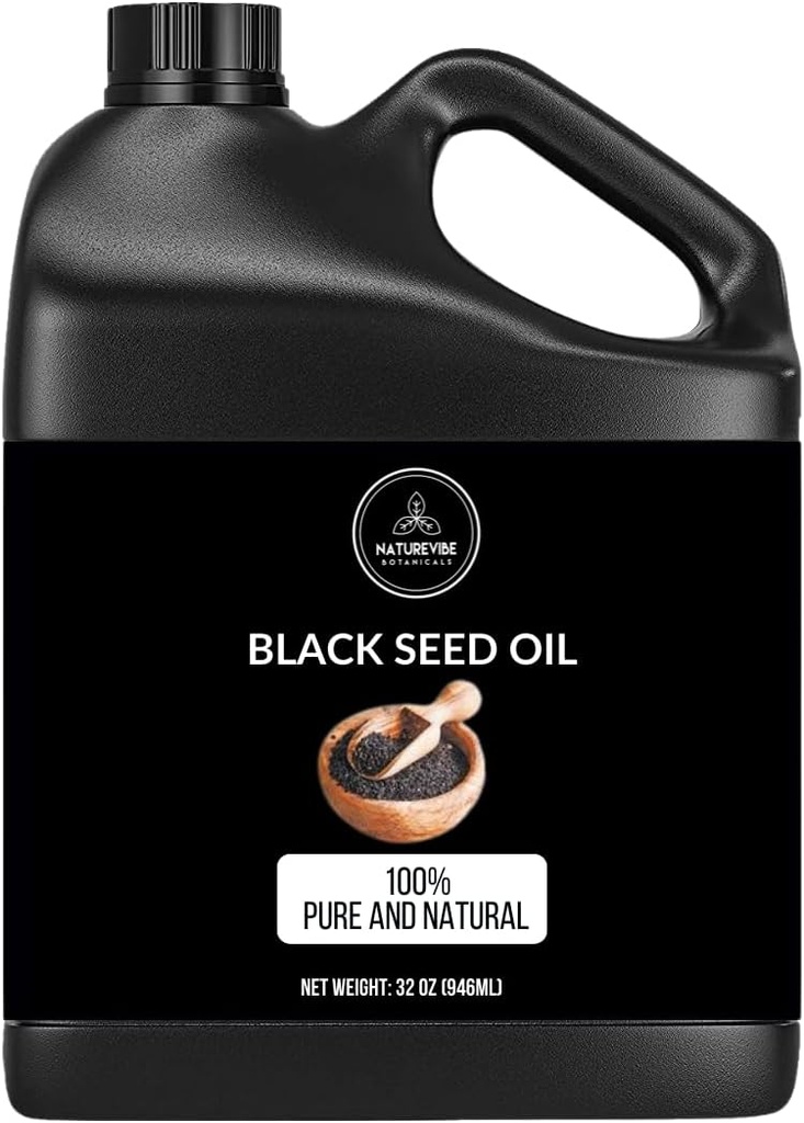 Naturevibe Botanicals Premium Negro Cumin Seed Oil, 32 onzas  Kalonji Oil ← 100% Virgin First Press Nigella Sativa for Immune Support ← Omega 3 6 9 ← Inrefined ← Ayudas Digestión  High Thymoquinone