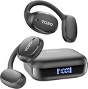 TOZO OpenEgo Open Earbuds Auriculares Bluetooth, 80Hrs Playtime Earbuds inalámbricos con Earhooks, Visualización Digital, 32 modos EQ, Llamada clara, desgaste cómodo, Sweat-Proof para Running Workout Negro